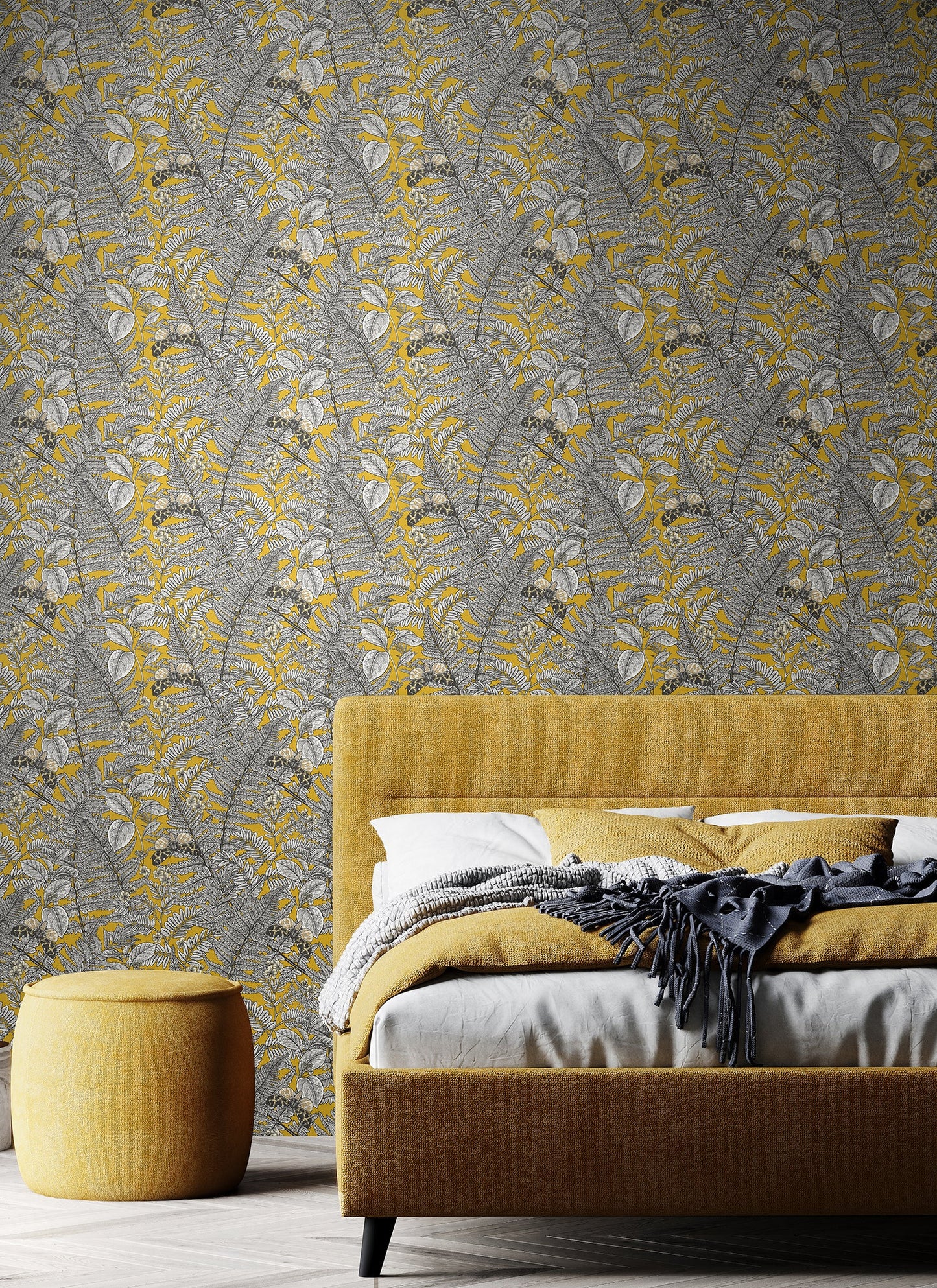 Hoopla Walls Wild Ferns Mustard