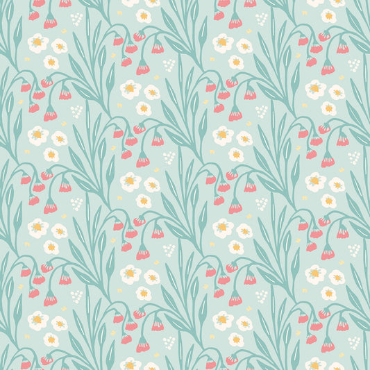 Hoopla Walls Meadow Stripe Seafoam Coral