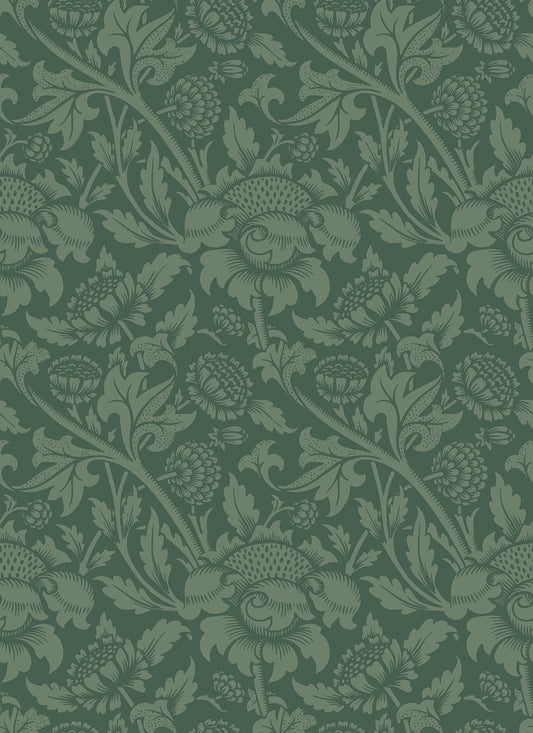 Hoopla Walls Damask Trail Forest Green