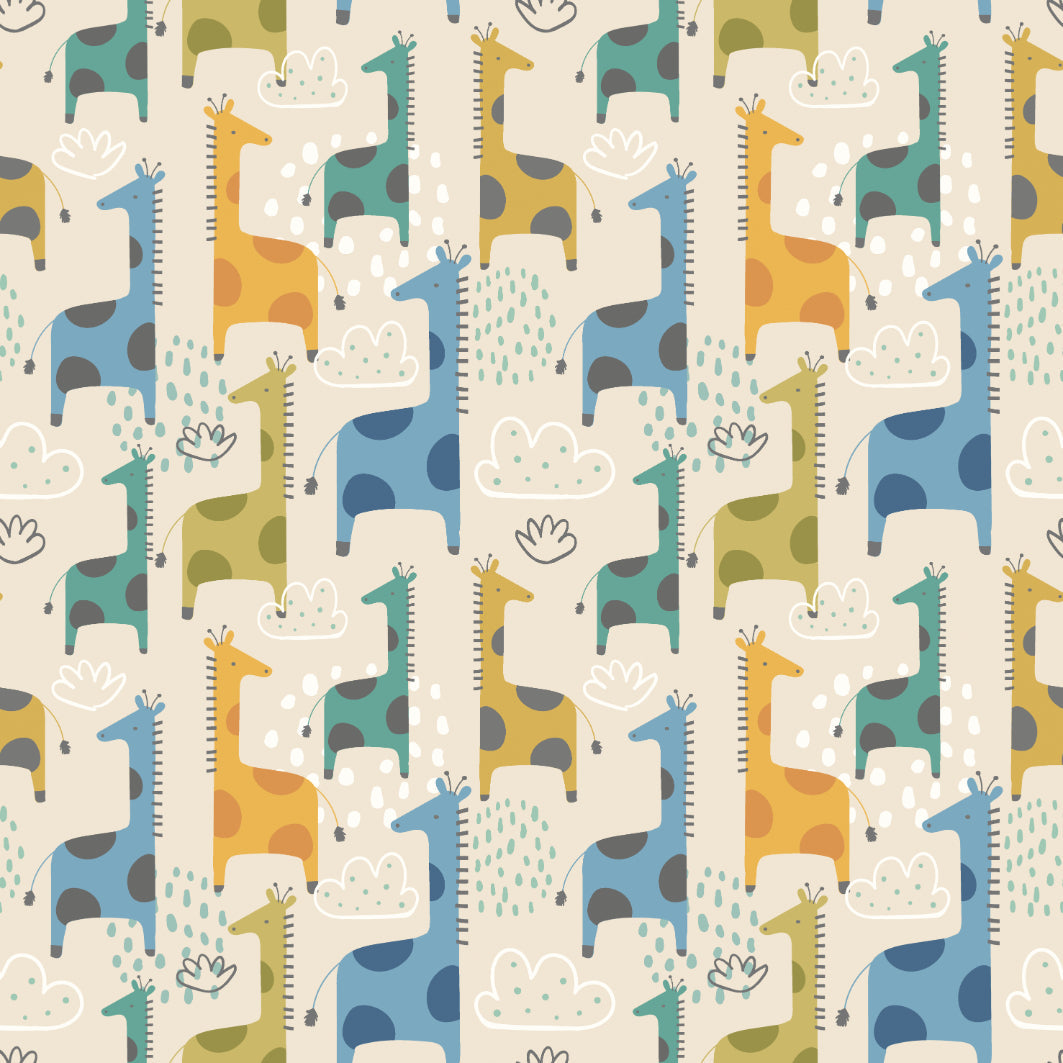 Hoopla Walls Giraffe Friends Denim Mix