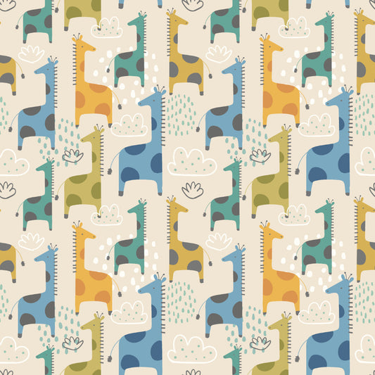 Hoopla Walls Giraffe Friends Denim Mix