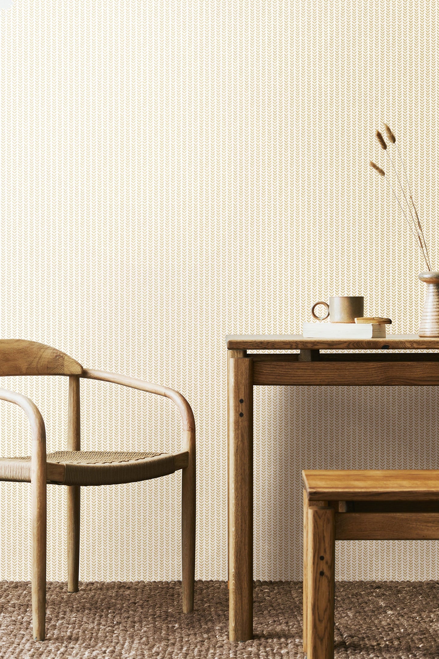 Hoopla Walls Ditsy Leaf Stripe Linen