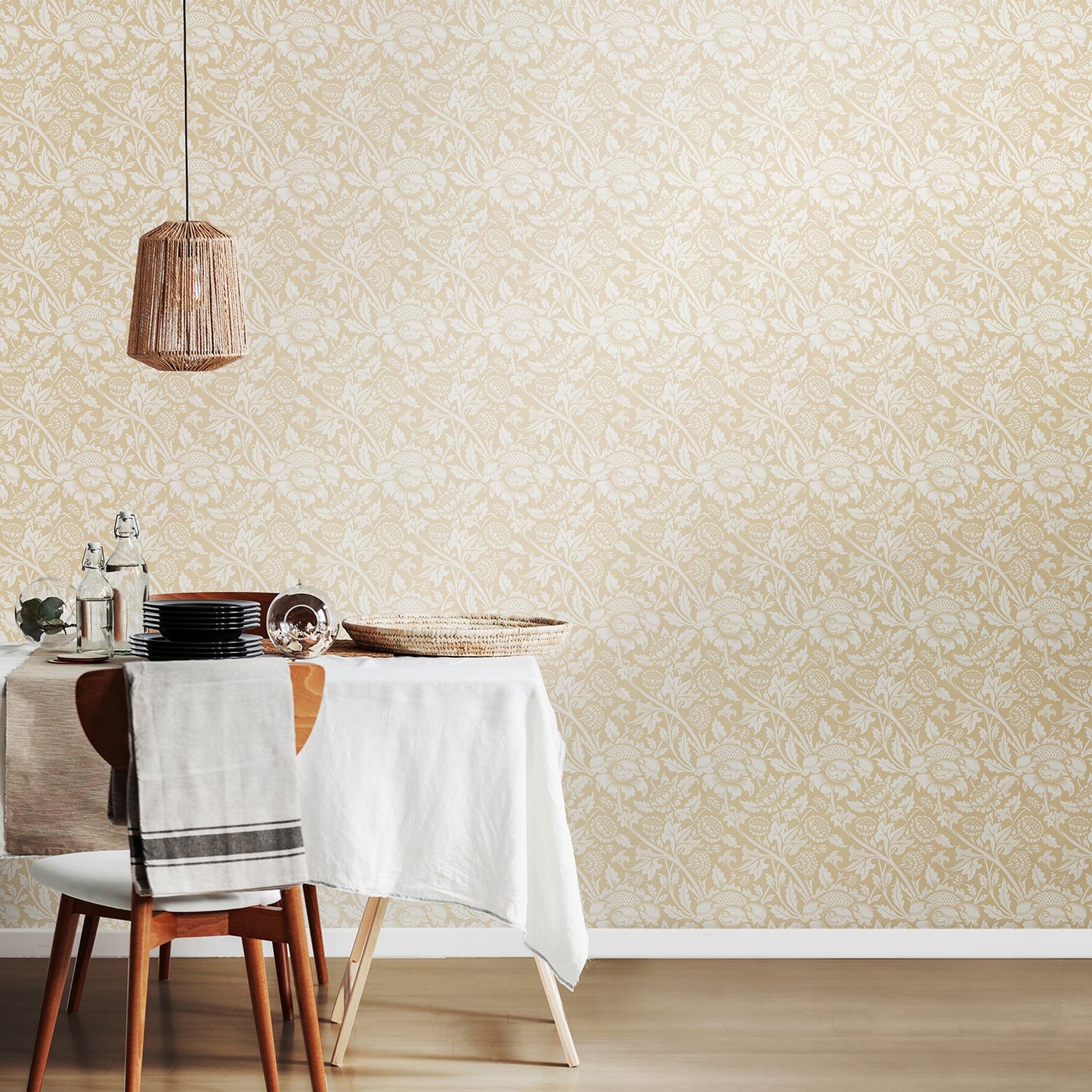 Hoopla Walls Damask Trail Linen