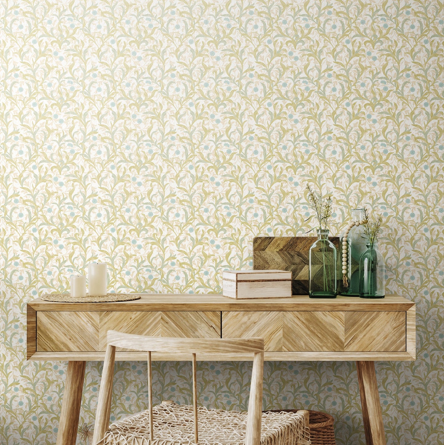 Hoopla Walls Floral Trail Sky Apple