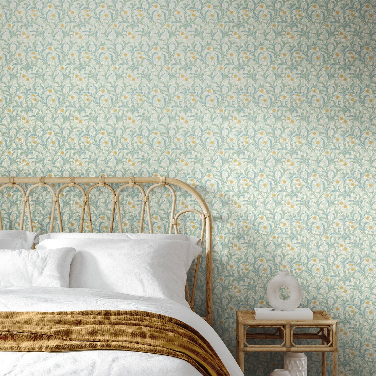 Hoopla Walls Floral Trail Duck Egg Blue