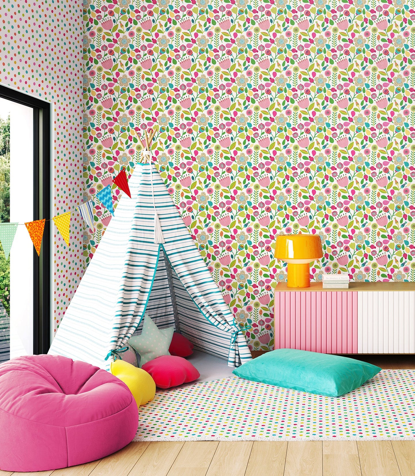 Hoopla Walls Folk Floral Tutti Frutti