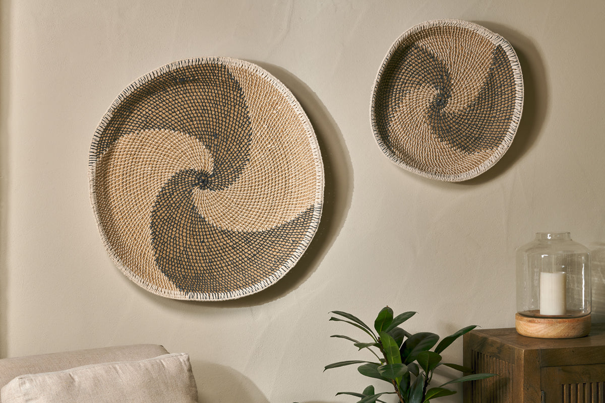 Nkuku Idana Basket Wall Art Natural, Black & White