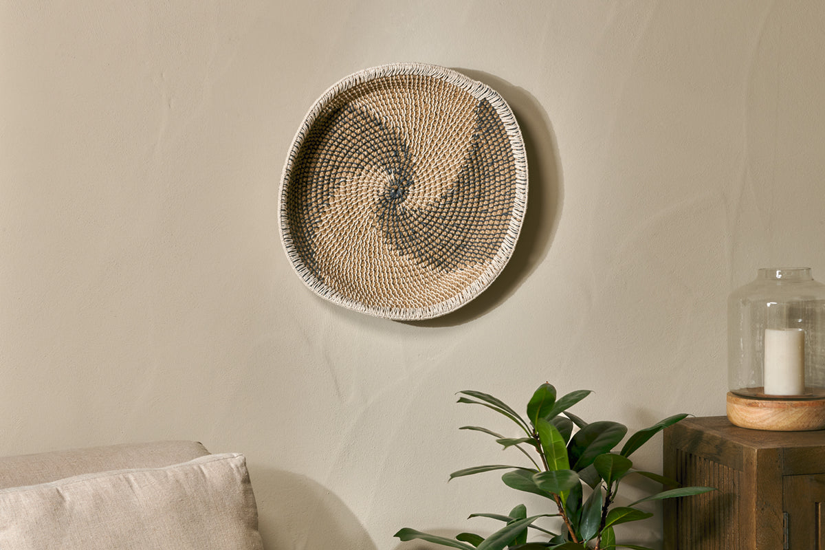 Nkuku Idana Basket Wall Art Natural, Black & White