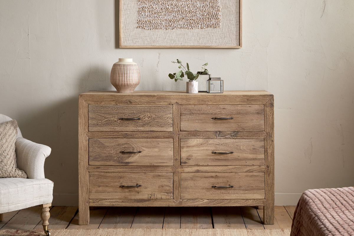 Nkuku Iya Reclaimed Wood Chest Of Drawers Natural Large