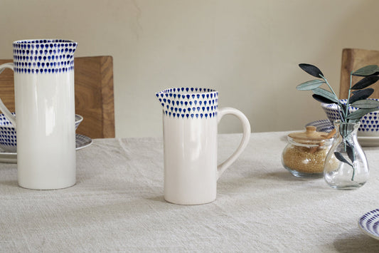 Nkuku Indigo Drop Jug Cream & Indigo Small