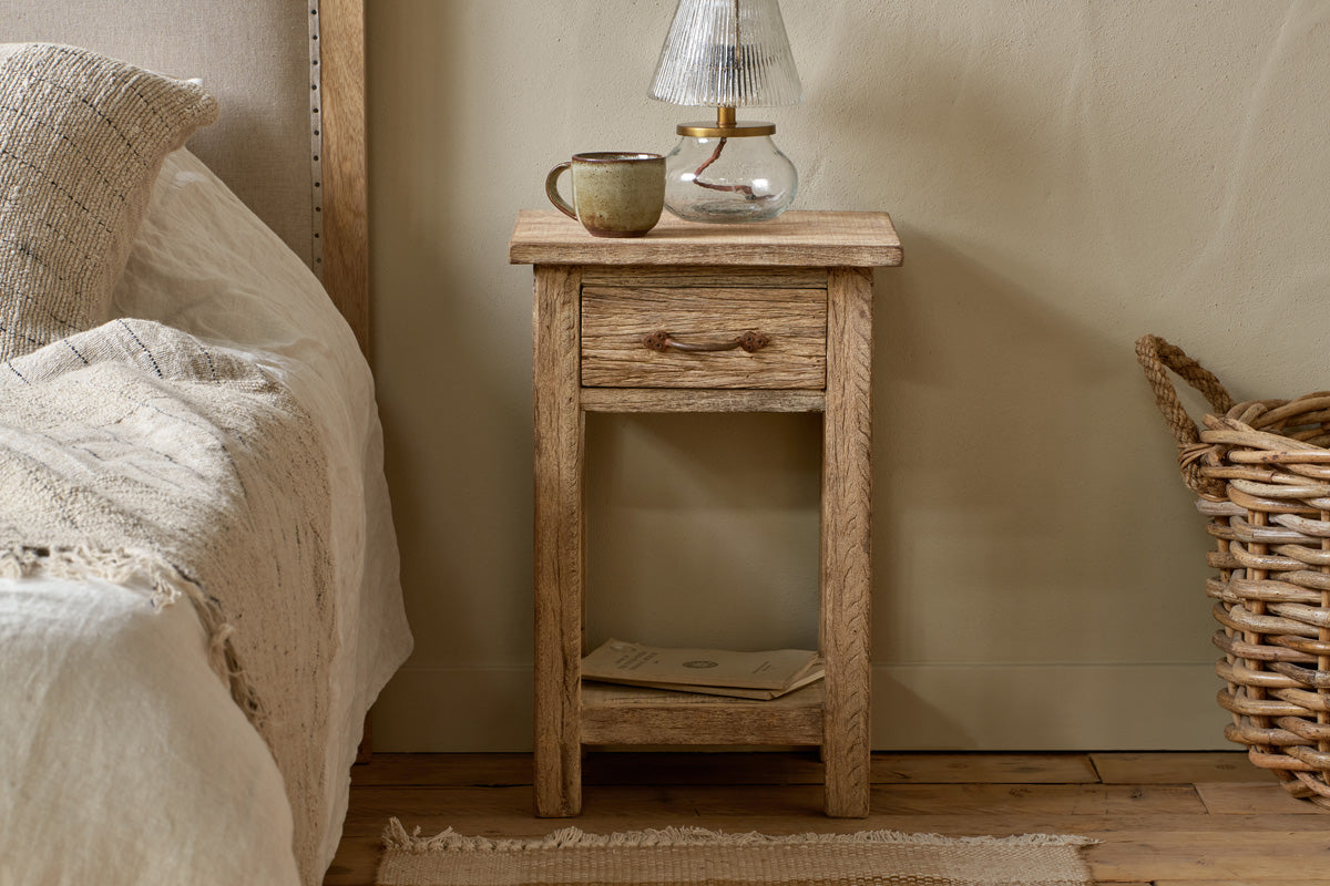Nkuku Ibo Reclaimed Wood Bedside Table Natural