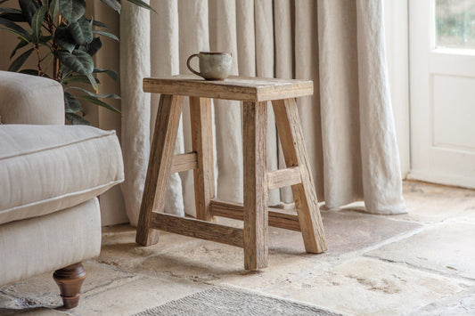 Nkuku Ibo Reclaimed Wood Low Stool Natural