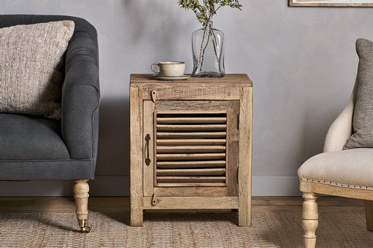 Nkuku Ibo Reclaimed Wooden Slatted Cabinet – Natural Small