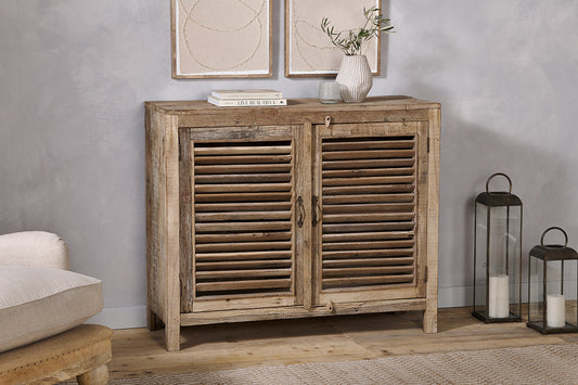 Nkuku Ibo Reclaimed Wooden Slatted Sideboard Natural