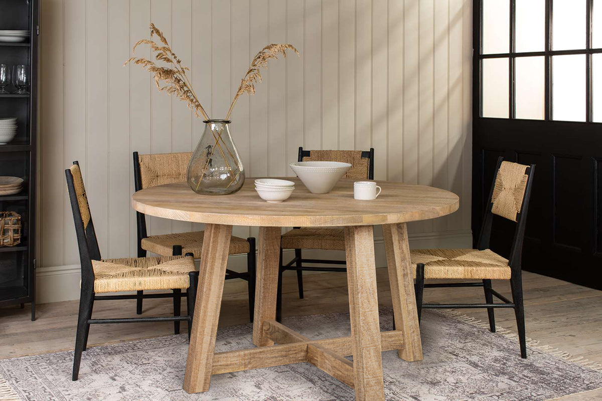Nkuku Indali Mango Wood Round Dining Table Natural