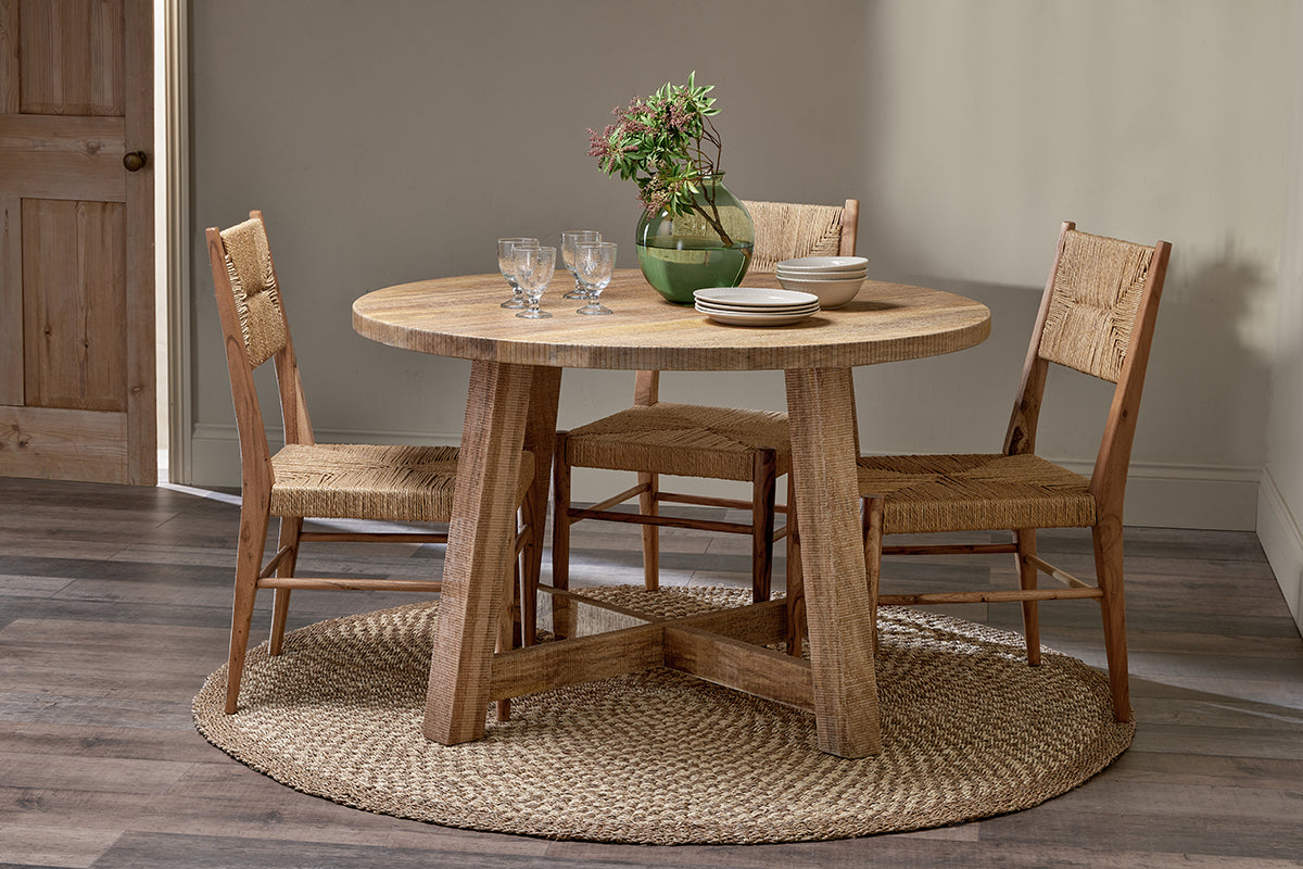 Nkuku Indali Mango Wood Round Dining Table Natural