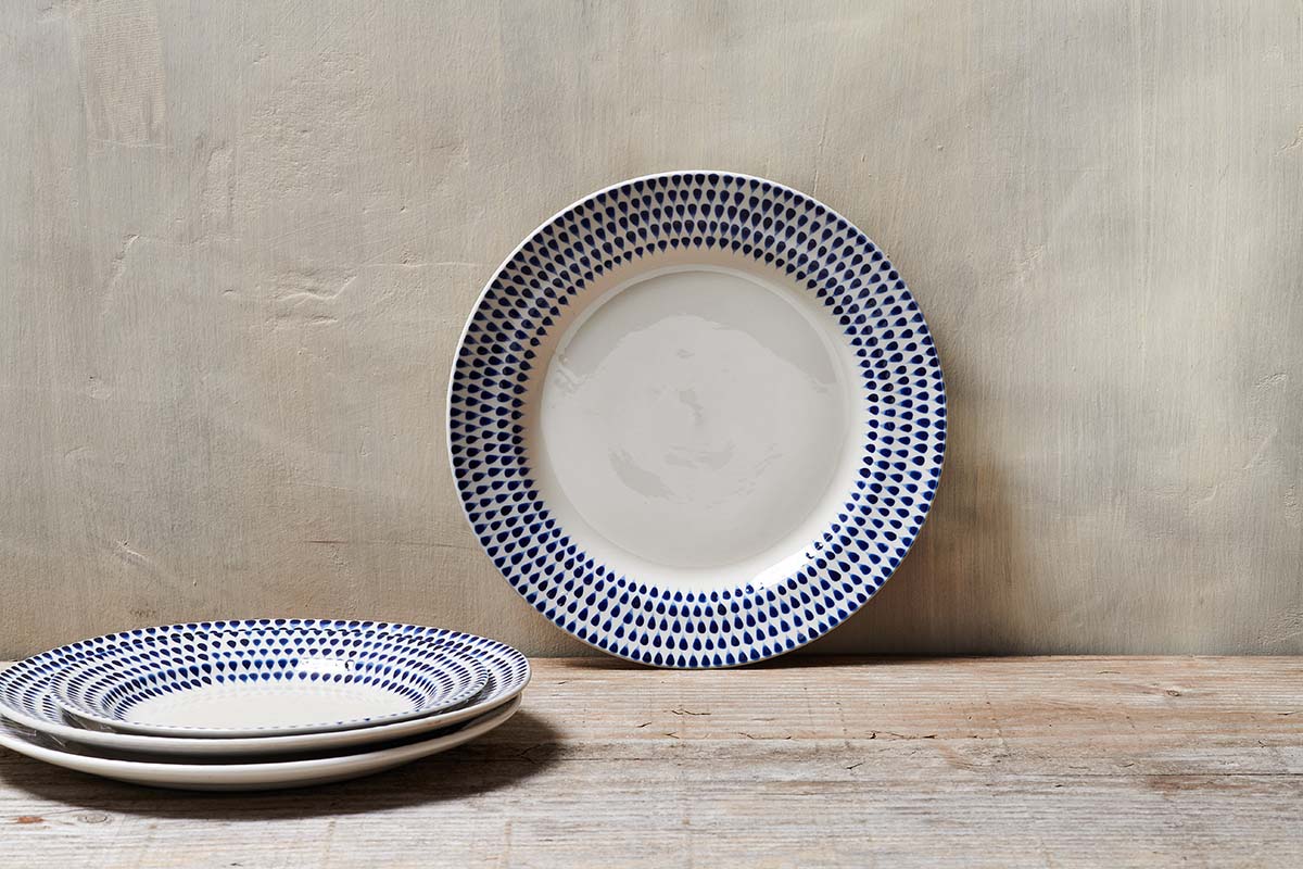 Nkuku Indigo Drop Dinner Plate Cream & Indigo