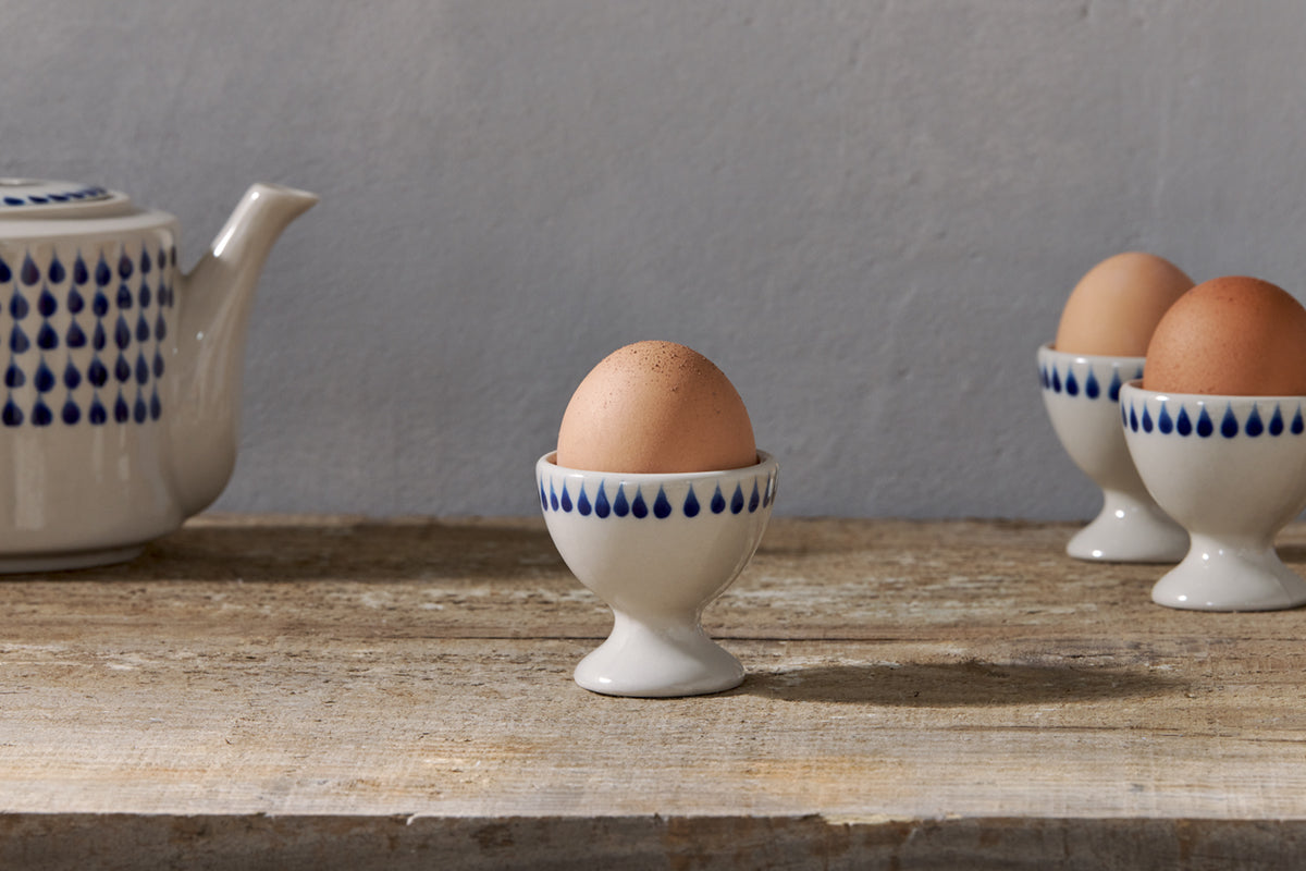 Nkuku Indigo Drop Egg Cups Cream & Indigo (Set Of 2)