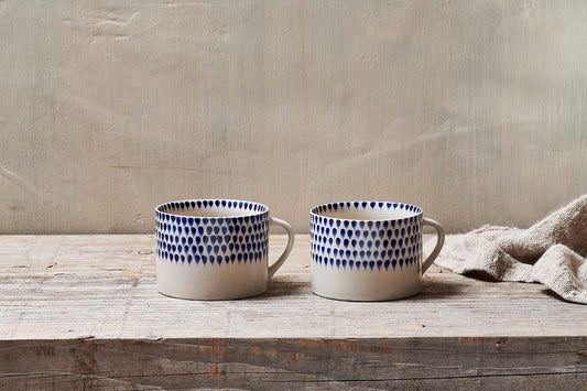 Nkuku Indigo Drop Mug Cream & Indigo Large (Set Of 2)