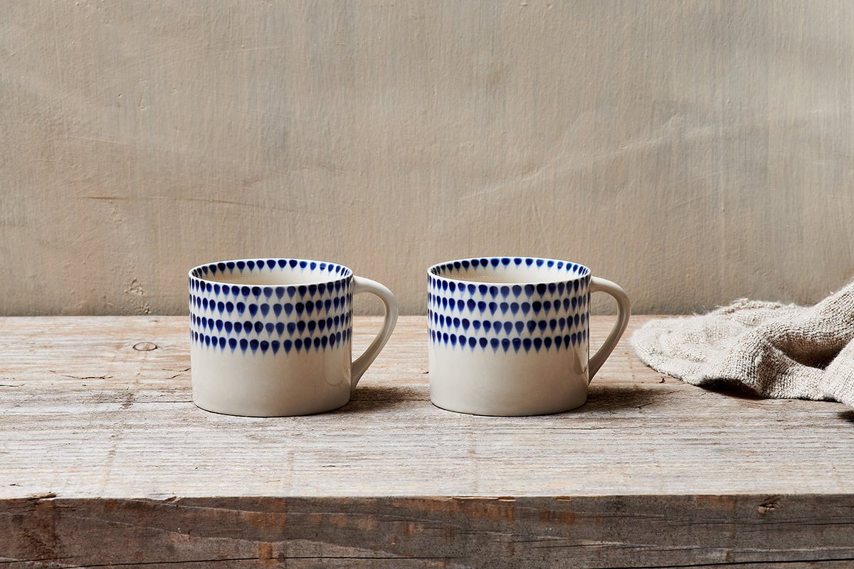 Nkuku Indigo Drop Mug Cream & Indigo Small (Set Of 2)