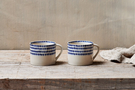 Nkuku Indigo Drop Mug Cream & Indigo Small (Set Of 2)