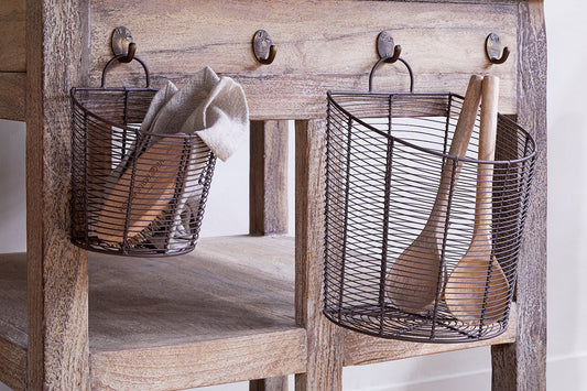 Nkuku Inkollu Wall Hung Baskets Aged Brass (Set Of 2)