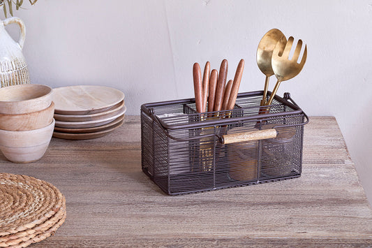 Nkuku Inkollu Wire Cutlery Holder Aged Brass