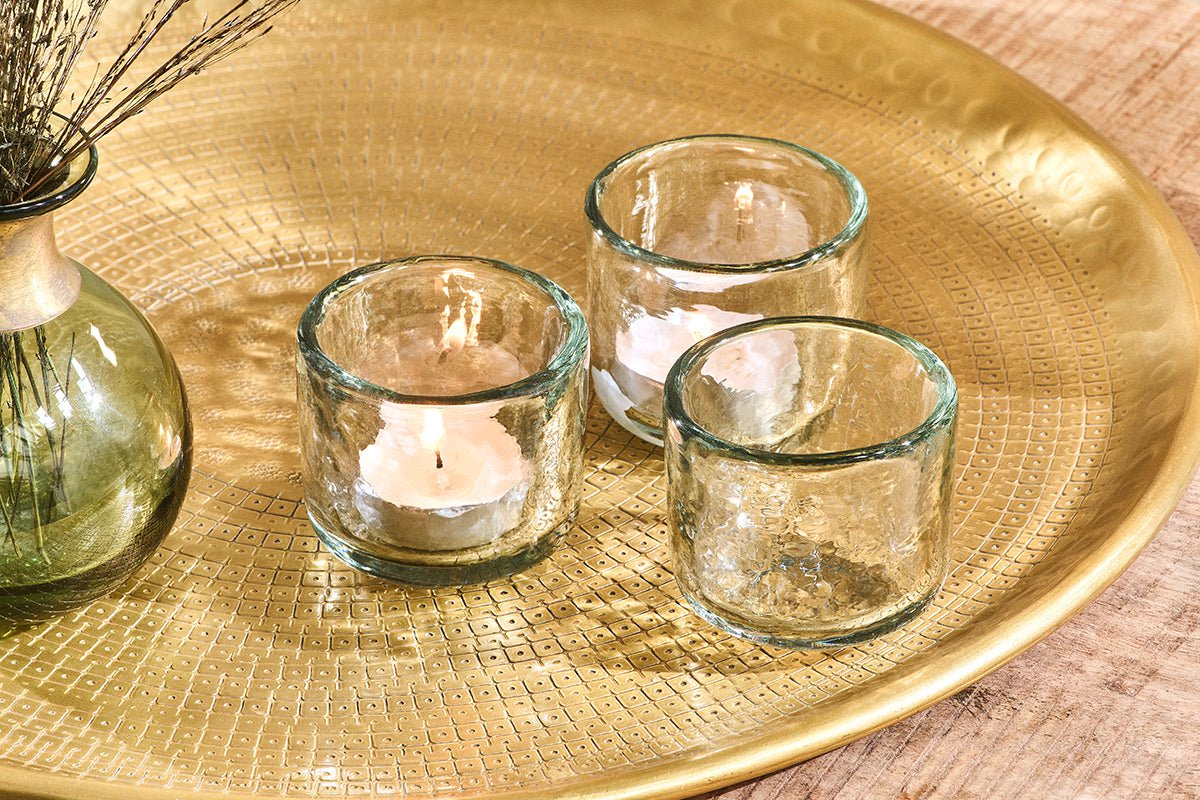 Nkuku Irda Glass Small Tealight Clear Small (Set Of 3)