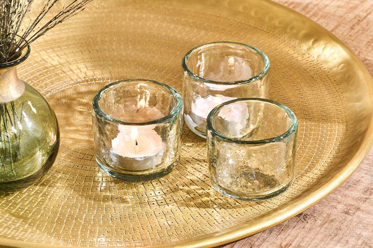 Nkuku Irda Glass Small Tealight Clear Small (Set Of 3)