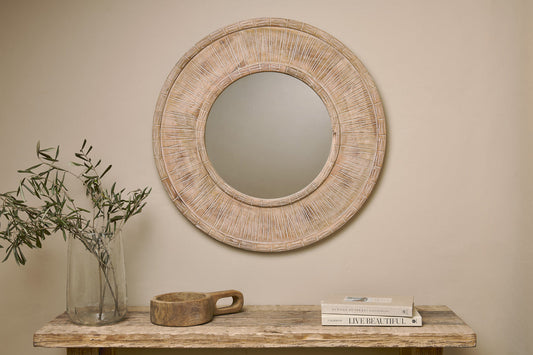 Nkuku Itwa Mango Wood Carved Mirror Natural