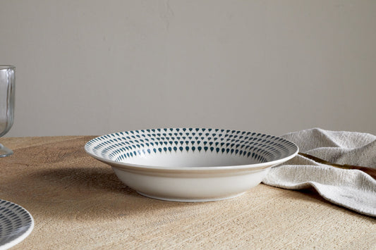 Nkuku Juniper Drop Pasta Bowl Cream & Juniper