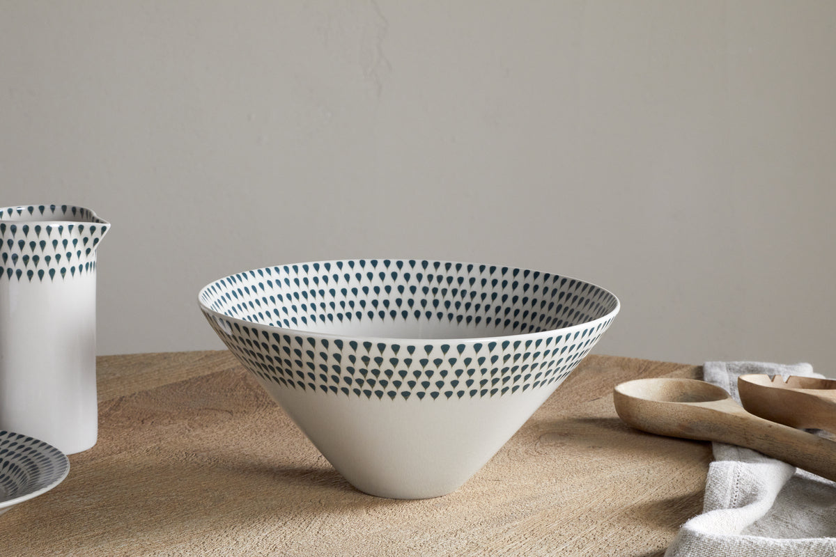 Nkuku Juniper Drop Serving Bowl Cream & Juniper Medium