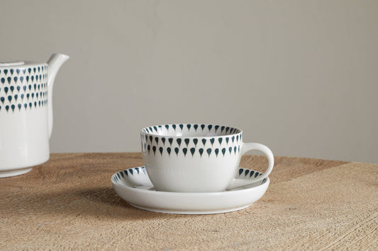 Nkuku Juniper Drop Cup & Saucer Cream & Juniper
