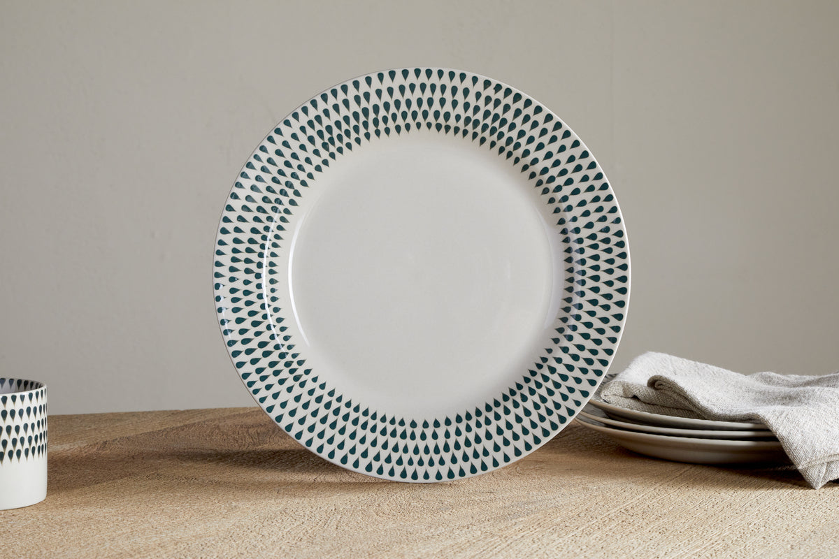 Nkuku Juniper Drop Dinner Plate Cream & Juniper