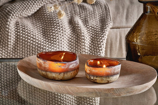 Nkuku Janka Glass Tealights Amber (Set Of 2)