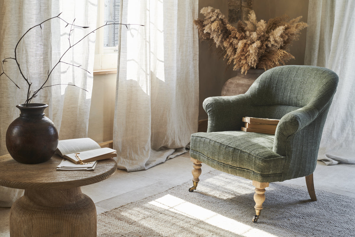 Nkuku Kiana Cotton Armchair Moss