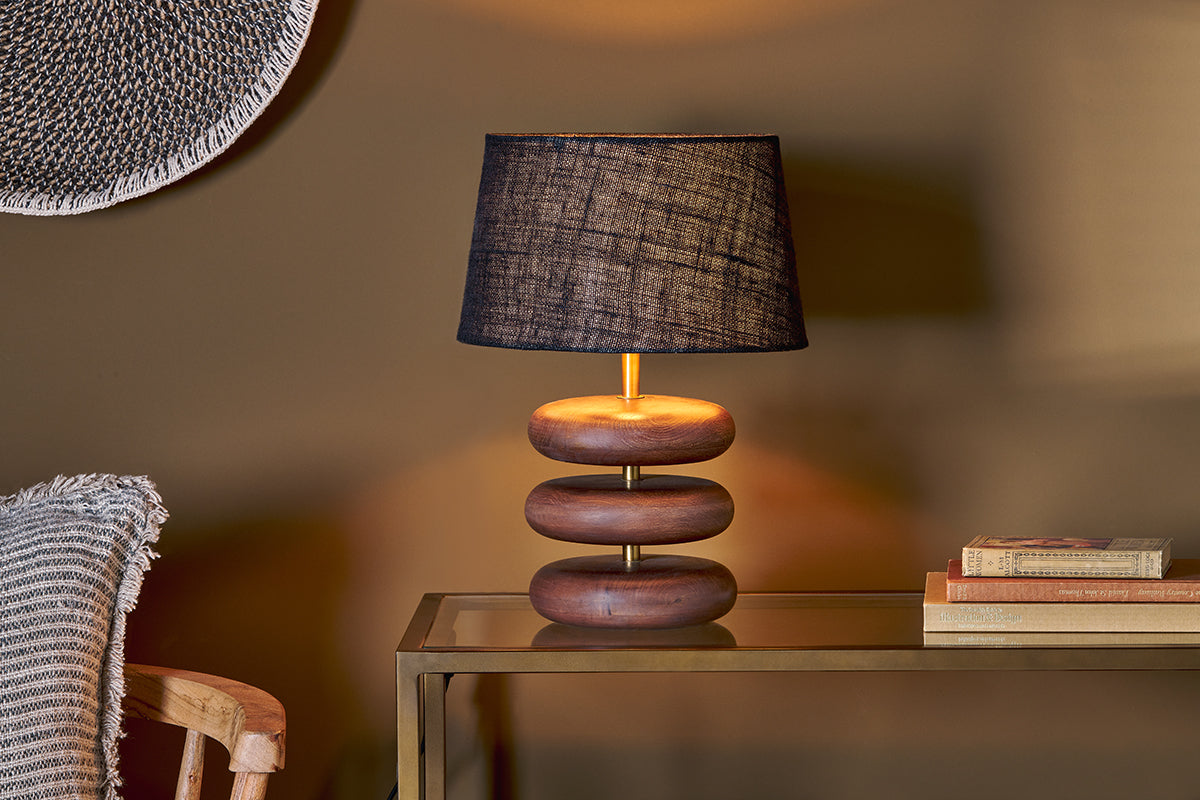 Nkuku Kankad Mango Wood Table Lamp Dark Stain