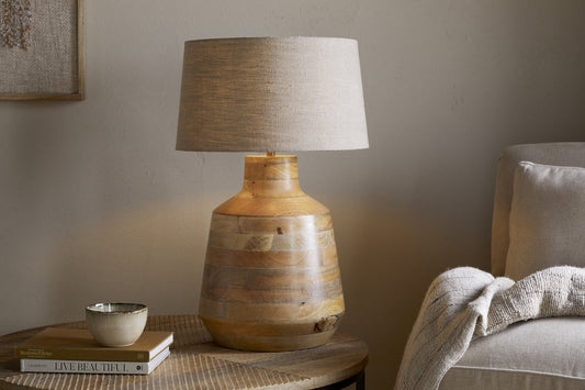 Nkuku Kayo Statement Table Lamp Mango Wood Natural