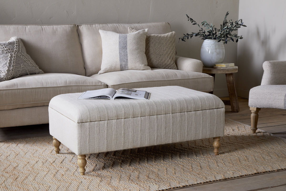 Nkuku Kiana Upholstered Storage Ottoman Natural