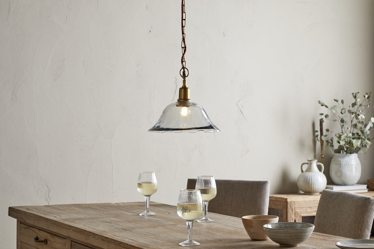 Nkuku Keju Organic Shape Recycled Glass Pendant Clear