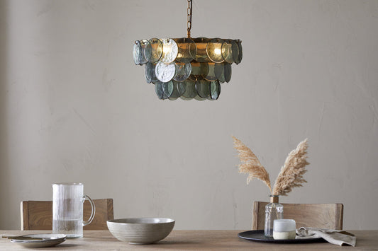 Nkuku Kagitha Recycled Glass Chandelier Green