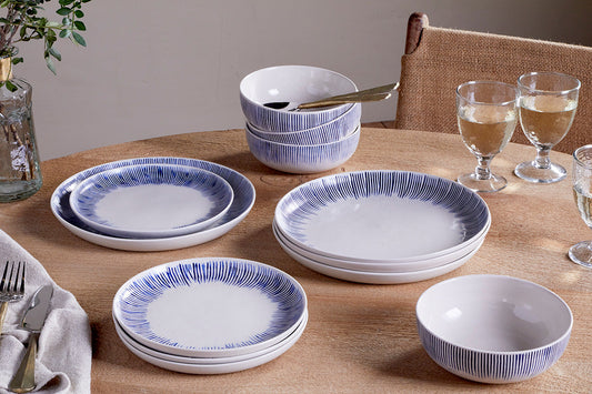 Nkuku Karuma Dinnerware Set Blue & White (Set Of 12)