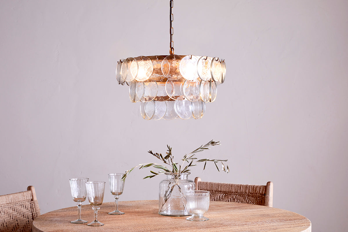 Nkuku Kagitha Recycled Glass Chandelier Clear