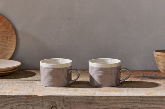 Nkuku Kai Mugs Grey (Set Of 2)