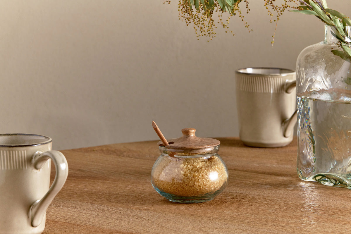 Nkuku Kali Round Storage Jar Natural & Clear