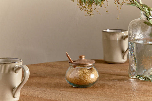 Nkuku Kali Round Storage Jar Natural & Clear