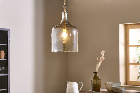 Nkuku Kalsi Recycled Glass Pendant Light Lustre Large