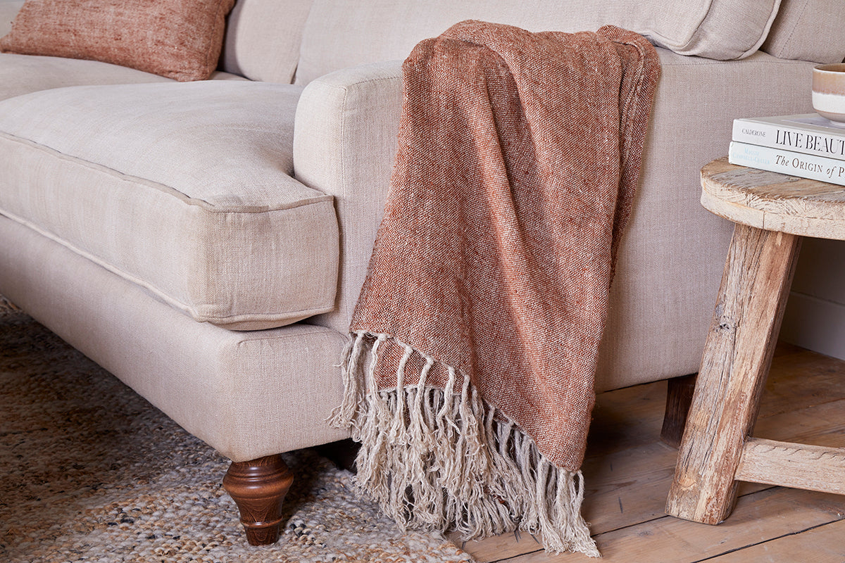Nkuku Kana Linen Throw Rust