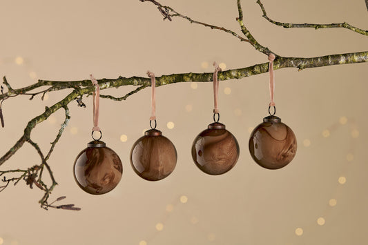 Nkuku Kancha Baubles Mocha (Set Of 4)