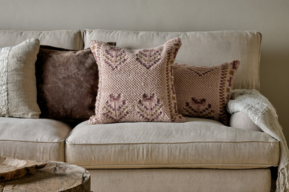 Nkuku Kandy Wool & Cotton Cushion Cover Dusty Pink